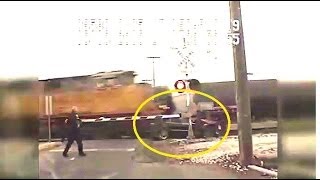 Two trains hit car after highspeed police chase in Utah [upl. by Edualcnaej]