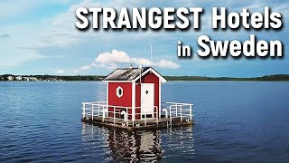 STRANGEST Hotels in Sweden  Utter Inn Hotell Hackspett Ooops Hotel Kolarbyn Eco Lodge [upl. by Ahsel]