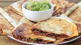 Cheesy Ground Beef Quesadillas Recipe [upl. by Meredithe]