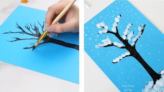 Winter Tree Finger Painting Art Project for Kids [upl. by Drusie]