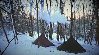 Winterbiwak bei 20 Grad  Mit Lavvu amp Zeltofen im Schnee  Bushcraft Abenteuer [upl. by Murphy]