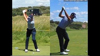 Justin Thomas golf swing  Long Iron faceon amp downtheline July 2017 [upl. by Sesmar117]