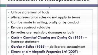 Misrepresentation Lecture 1 of 4 [upl. by Asseral147]